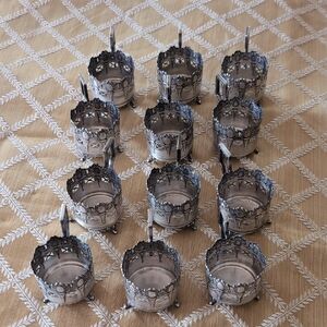 Vintage Silver-Plated Decorative Tea Glass Holders - Set of 12
